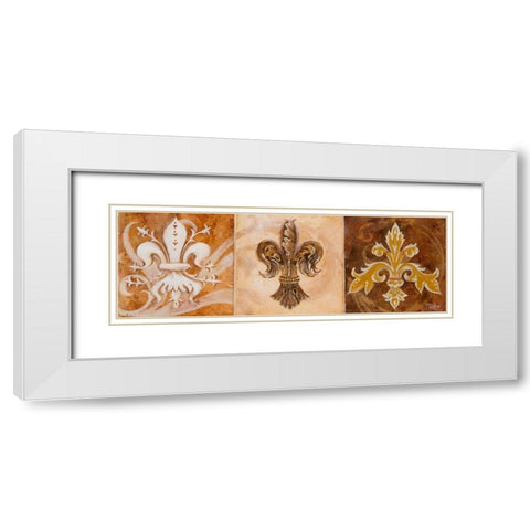 Fleur de Lis Trio White Modern Wood Framed Art Print with Double Matting by Riker, Thomas