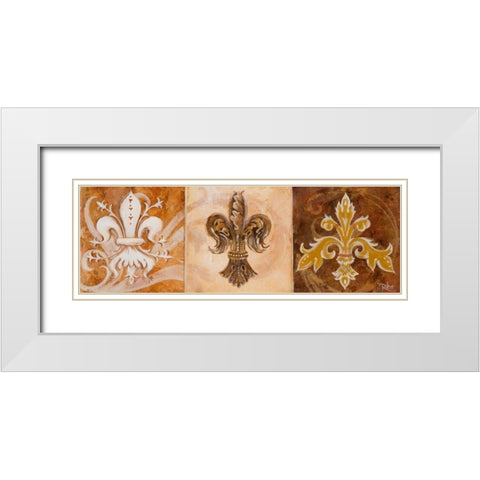 Fleur de Lis Trio White Modern Wood Framed Art Print with Double Matting by Riker, Thomas