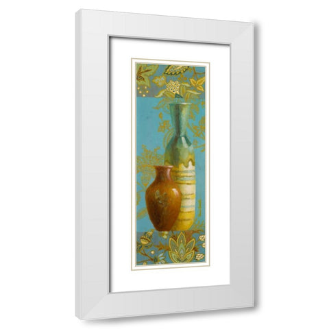 Vases on European Floral I White Modern Wood Framed Art Print with Double Matting by Loreth, Lanie