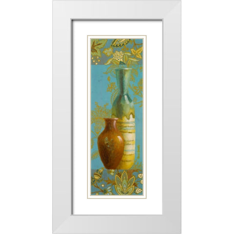 Vases on European Floral I White Modern Wood Framed Art Print with Double Matting by Loreth, Lanie