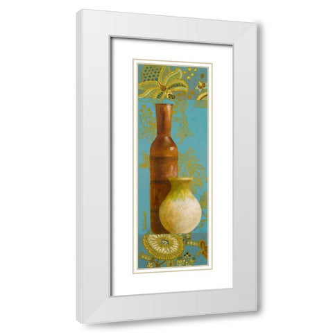 Vases on European Floral II White Modern Wood Framed Art Print with Double Matting by Loreth, Lanie
