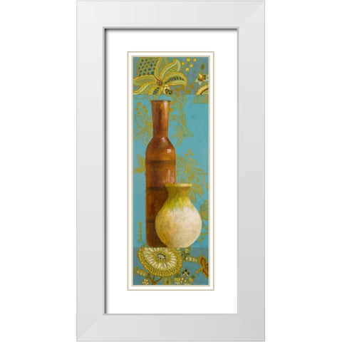Vases on European Floral II White Modern Wood Framed Art Print with Double Matting by Loreth, Lanie
