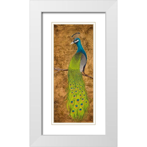 Peacocks I White Modern Wood Framed Art Print with Double Matting by Josefina