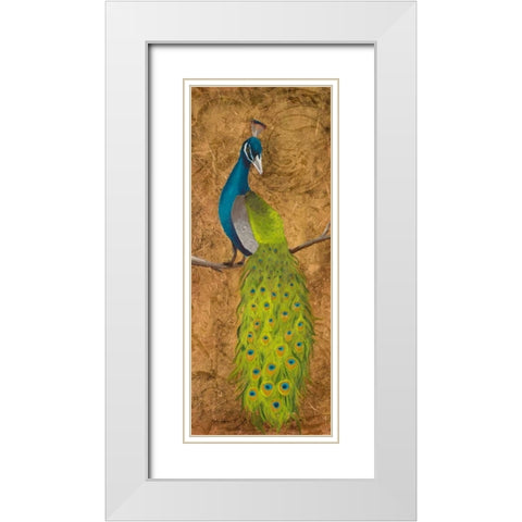 Peacocks II White Modern Wood Framed Art Print with Double Matting by Josefina