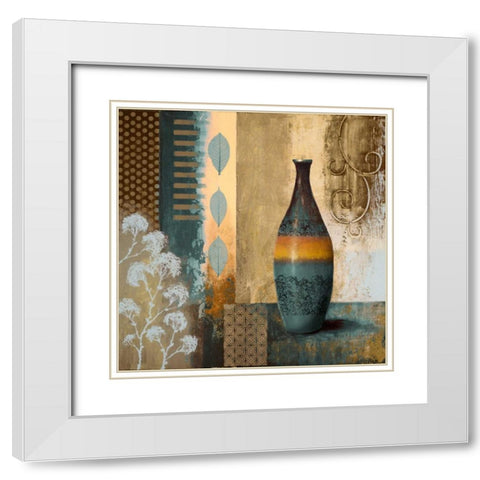 Earthly Pottery I White Modern Wood Framed Art Print with Double Matting by Marcon, Michael