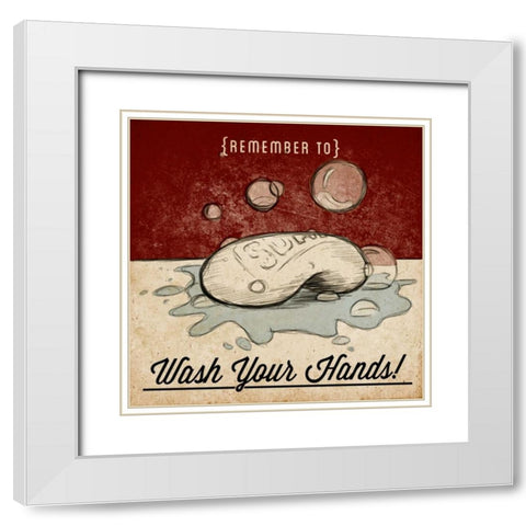Brush Your Teeth White Modern Wood Framed Art Print with Double Matting by SD Graphics Studio