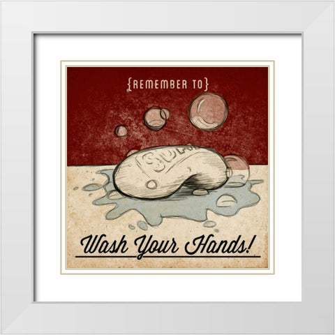 Brush Your Teeth White Modern Wood Framed Art Print with Double Matting by SD Graphics Studio