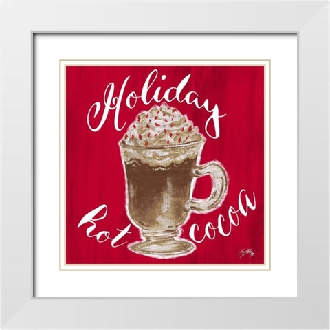 Holiday Hot Cocoa White Modern Wood Framed Art Print with Double Matting by Medley, Elizabeth