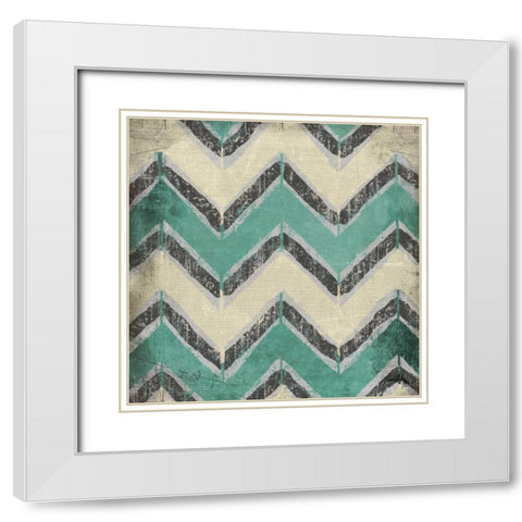 Turquoise Modele VII White Modern Wood Framed Art Print with Double Matting by Medley, Elizabeth