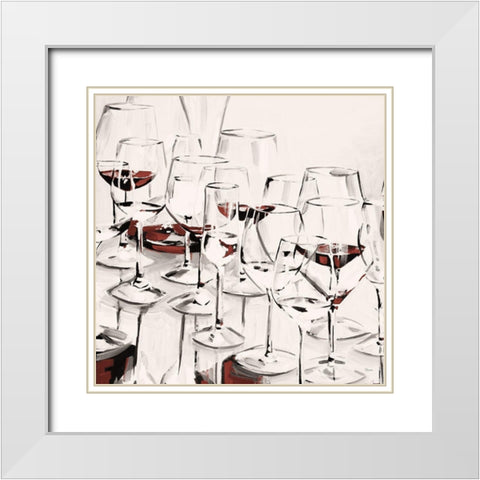 Glasses Half Full I White Modern Wood Framed Art Print with Double Matting by French-Roussia, Heather A.