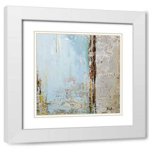 Blue Silver Square II White Modern Wood Framed Art Print with Double Matting by Pinto, Patricia