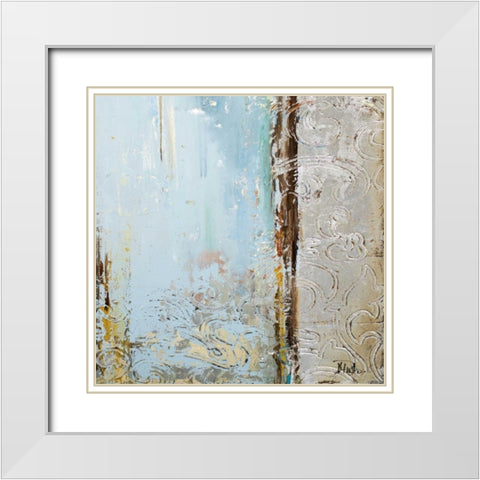 Blue Silver Square II White Modern Wood Framed Art Print with Double Matting by Pinto, Patricia