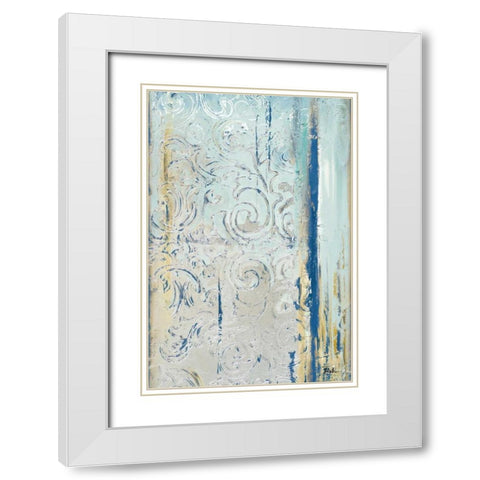Teal Silver I White Modern Wood Framed Art Print with Double Matting by Pinto, Patricia