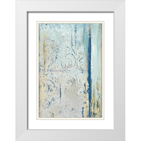 Teal Silver I White Modern Wood Framed Art Print with Double Matting by Pinto, Patricia