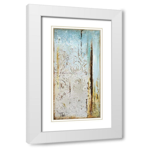 Blue Silver I White Modern Wood Framed Art Print with Double Matting by Pinto, Patricia