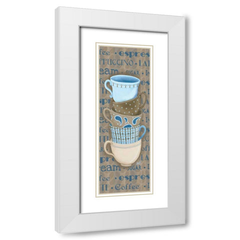Coffee Cup Stack I White Modern Wood Framed Art Print with Double Matting by Metz, Andi