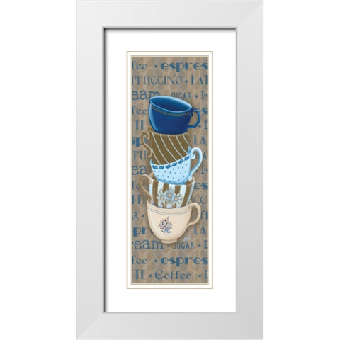 Coffee Cup Stack II White Modern Wood Framed Art Print with Double Matting by Metz, Andi