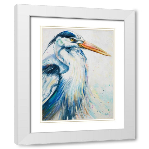New Blue Heron I White Modern Wood Framed Art Print with Double Matting by Pinto, Patricia