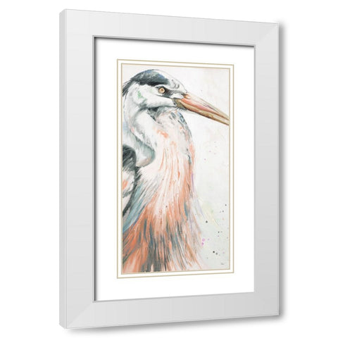 New Orange Heron I White Modern Wood Framed Art Print with Double Matting by Pinto, Patricia