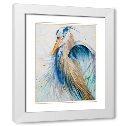 New Blue Heron II White Modern Wood Framed Art Print with Double Matting by Pinto, Patricia