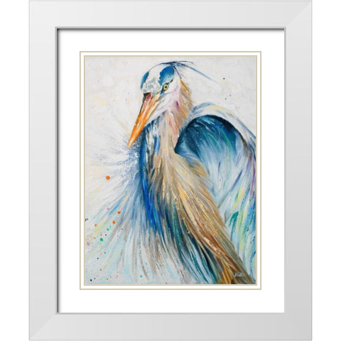 New Blue Heron II White Modern Wood Framed Art Print with Double Matting by Pinto, Patricia