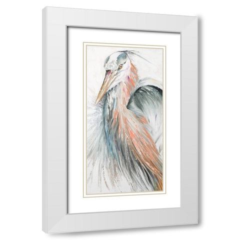 New Orange Heron II White Modern Wood Framed Art Print with Double Matting by Pinto, Patricia