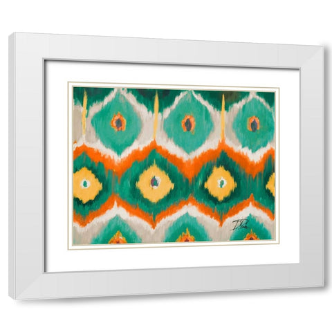 Tropical Ikat II White Modern Wood Framed Art Print with Double Matting by Pinto, Patricia