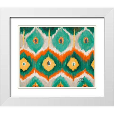 Tropical Ikat II White Modern Wood Framed Art Print with Double Matting by Pinto, Patricia