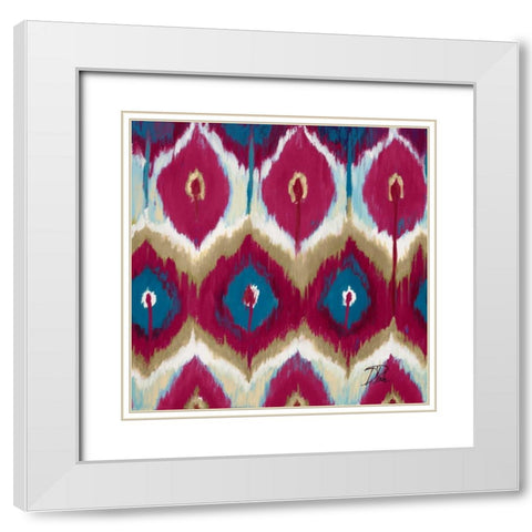 Red Tropical Ikat II White Modern Wood Framed Art Print with Double Matting by Pinto, Patricia