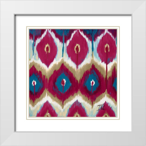 Red Tropical Ikat II White Modern Wood Framed Art Print with Double Matting by Pinto, Patricia