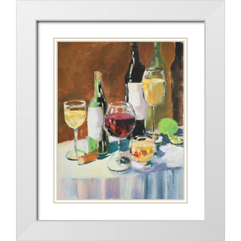 Wine Party White Modern Wood Framed Art Print with Double Matting by Slivka, Jane