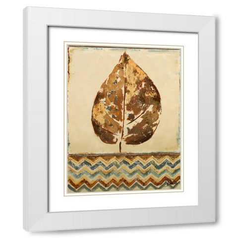 Chevron Leaf I White Modern Wood Framed Art Print with Double Matting by Pinto, Patricia