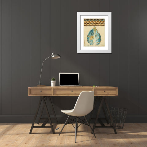 Chevron Leaf II White Modern Wood Framed Art Print with Double Matting by Pinto, Patricia