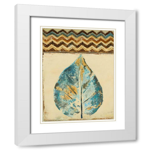 Chevron Leaf II White Modern Wood Framed Art Print with Double Matting by Pinto, Patricia