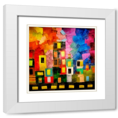 Night City White Modern Wood Framed Art Print with Double Matting by Calkins, Michelle