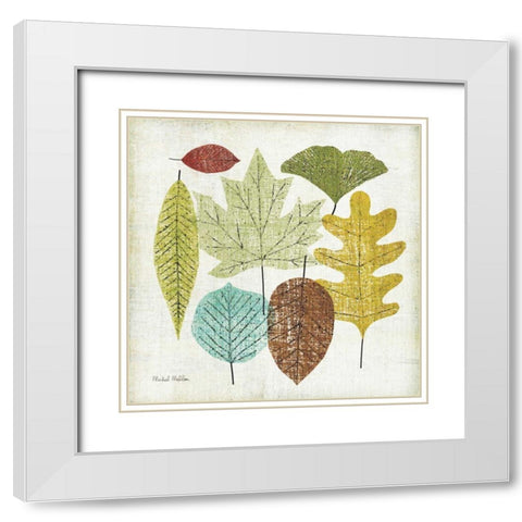 Woodland Leaves White Modern Wood Framed Art Print with Double Matting by Mullan, Michael