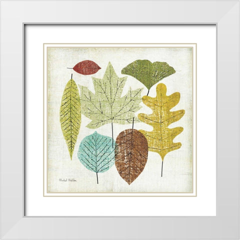 Woodland Leaves White Modern Wood Framed Art Print with Double Matting by Mullan, Michael