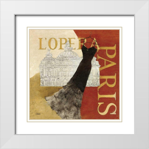Paris Dress - L Opera White Modern Wood Framed Art Print with Double Matting by Hristova, Albena