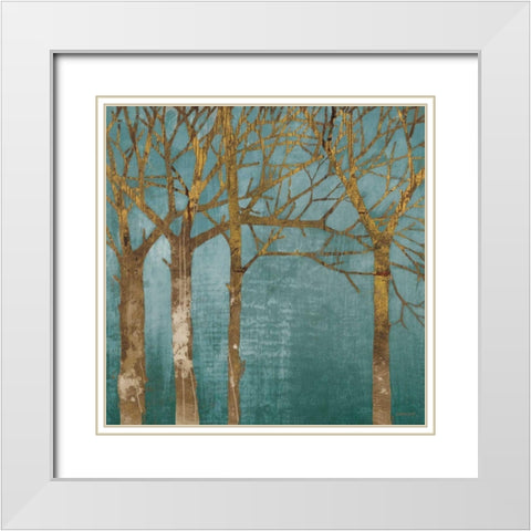 Golden Day Turquoise White Modern Wood Framed Art Print with Double Matting by Lovell, Kathrine