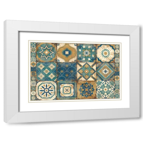 Moroccan Tiles Blue White Modern Wood Framed Art Print with Double Matting by Hilsaca, Cleonique