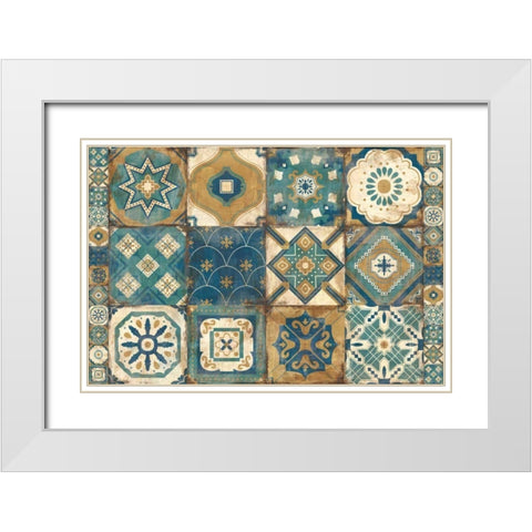 Moroccan Tiles Blue White Modern Wood Framed Art Print with Double Matting by Hilsaca, Cleonique