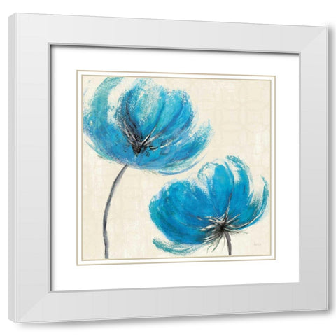 Azure III White Modern Wood Framed Art Print with Double Matting by Charron, Veronique