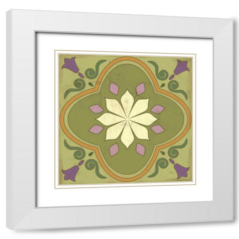 Fresh Herbs Tile II White Modern Wood Framed Art Print with Double Matting by Charron, Veronique