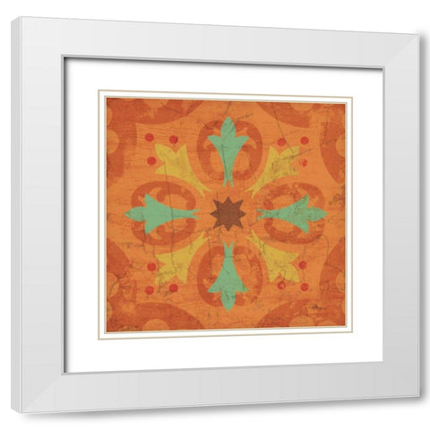 From India Square IV White Modern Wood Framed Art Print with Double Matting by Pela Studio