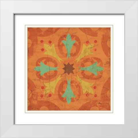 From India Square IV White Modern Wood Framed Art Print with Double Matting by Pela Studio