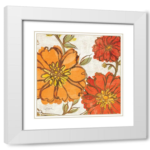 Tangerine Square I White Modern Wood Framed Art Print with Double Matting by Schlabach, Sue