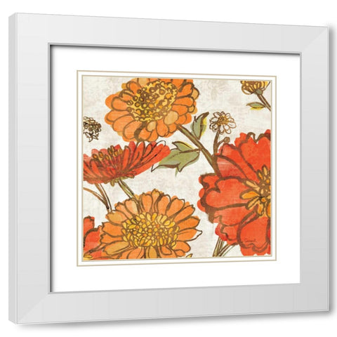 Tangerine Square II White Modern Wood Framed Art Print with Double Matting by Schlabach, Sue