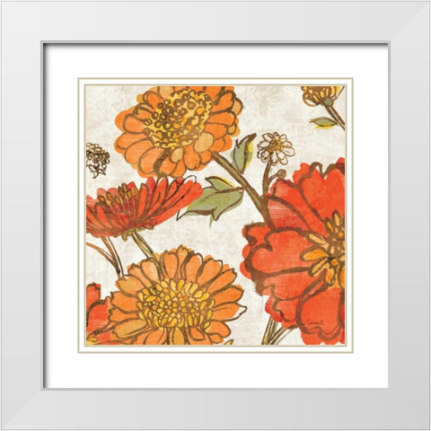 Tangerine Square II White Modern Wood Framed Art Print with Double Matting by Schlabach, Sue