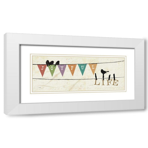 Happy Words II White Modern Wood Framed Art Print with Double Matting by Pela