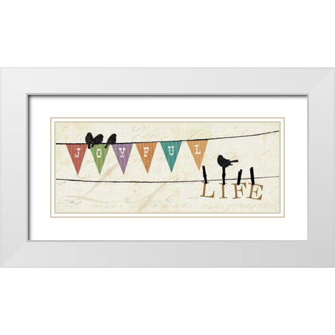 Happy Words II White Modern Wood Framed Art Print with Double Matting by Pela